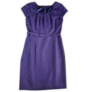 Elie Tahari Dress Womens 12 Purple Empire Homecoming Formal A-Line Puff Sleeve